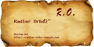 Radler Orbó névjegykártya